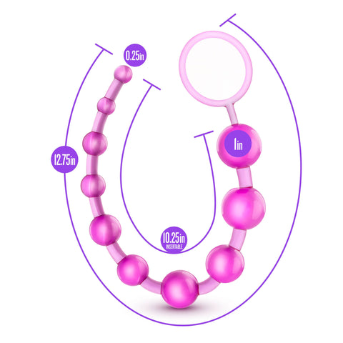 B Yours Basic Beads - 12" Beginner's Anal Toy - 1" Max Width