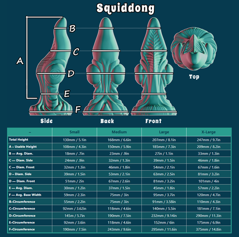 Squiddong - Multi-Color Silicone Dildo, Medium Firmness