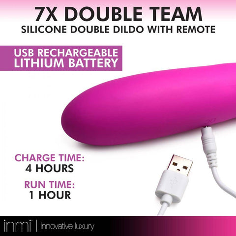 7X Double Team Silicone Double Dildo w/ Remote