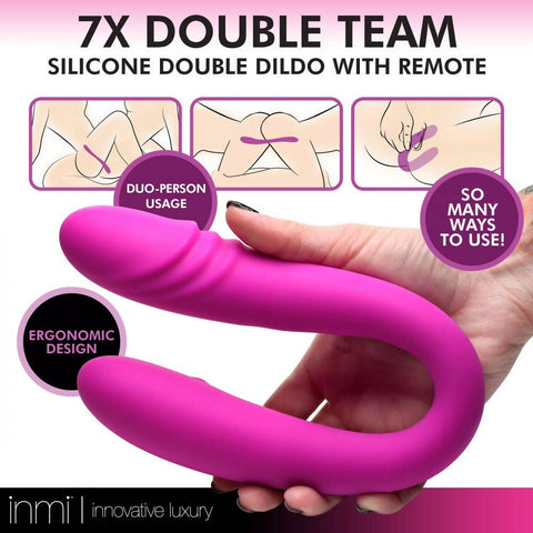 7X Double Team Silicone Double Dildo w/ Remote